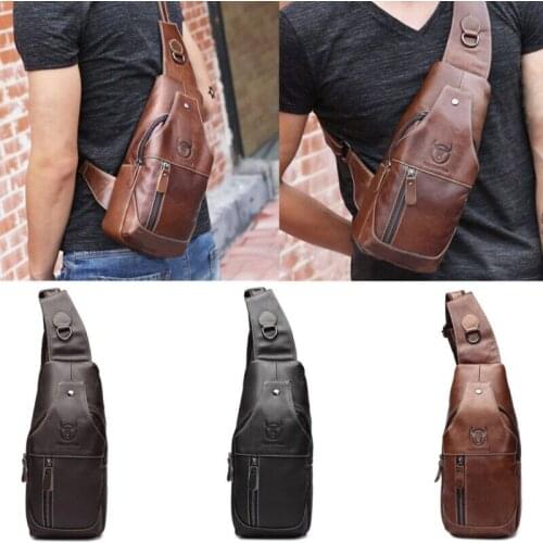 2021 Hot Personality New Style Mens Leather Sling Bags Chest Shoulder Bag Crossbody Satchel Backpack Solid Fashion