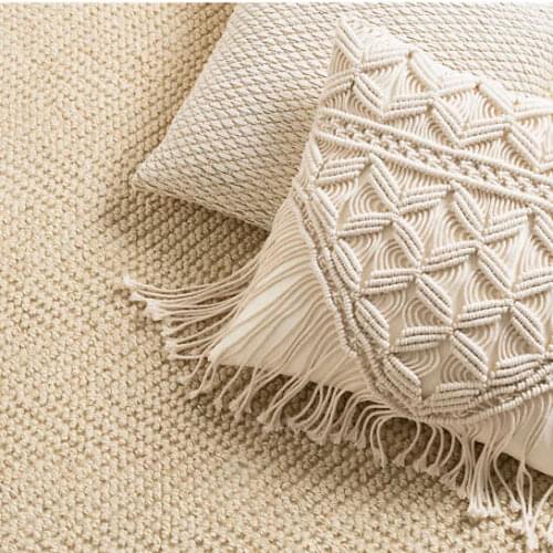 Cushion Covers 100% Cotton Linen Macrame Hand-woven Thread Pillow Covers Geometry Bohemia Style Pillowcase Home Decor 45*45cm