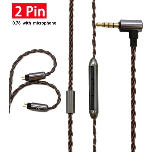 New For wenston 1964 2pin 0.78mm upgrade earphone cable with microphone for Xiaomi /Huawei /Android Voice calls