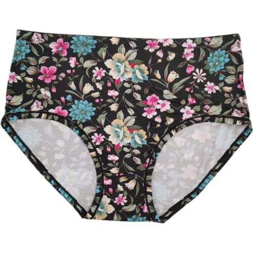 Women big size underpants plus size briefs for women 3D flower printing extra size panties for women female big size underwear