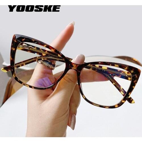 YOOSKE 2020 Anti Blue Light Computer Glasses Women Cat Eye Eyeglasses Frames Transparent Optical TR90 Eyewear Frame