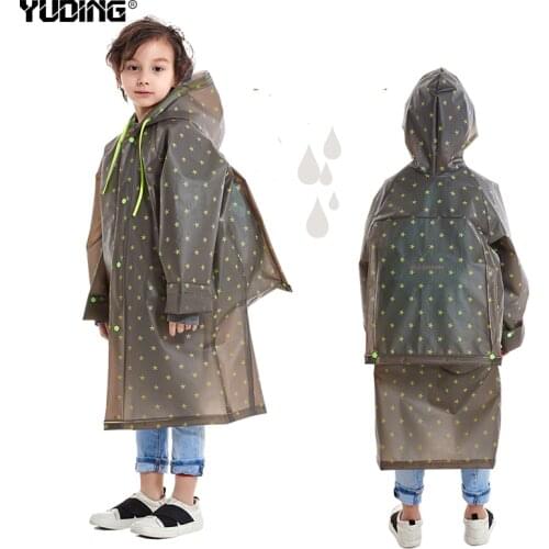 Yuding Plastic Children Raincoat Outdoors Hooded Kindergarten Boys Kids Impermeable Poncho Schoolbag Rain Coat for Children