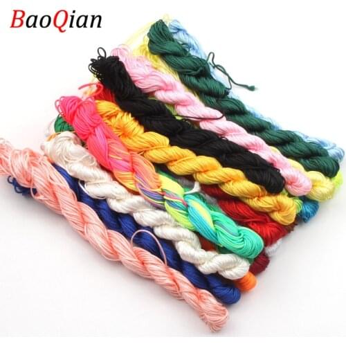 20M Woven Silk Satin Nylon Rope For Jewelry Making Accessories DIY Bracelet Necklace Connecting Rope 1MM 19 Colors
