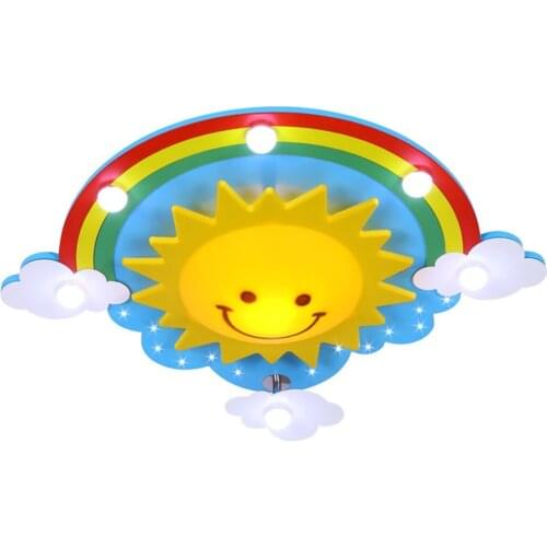 LED Cartoon Rainbow Boy Girl Room Ceiling Lamp Warm Princess Room Ceiling Light Child Bedroom Smile Sun Ceiling Fixtures