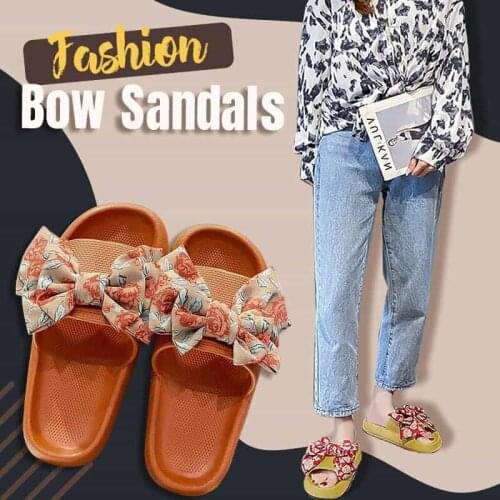 Women Summer Casual Slides Comfortable Slippers Bow Flops Platform Sandals Ladies Indoor Outdoor Shoes