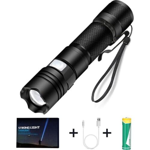 LED Flashlight Rechargeable IP68 Waterproof Ultra Bright 5 Lighting Modes Torch For Outdoor Camping Hiking Cycling