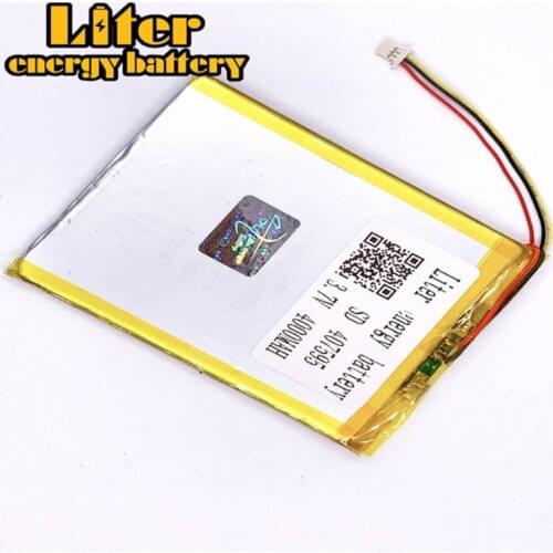 Plug 1.0-3P 3.7 V 407595 4000mah factory high quality tablet pc battery lithium polymer li-ion rechargeable battery lipo battery