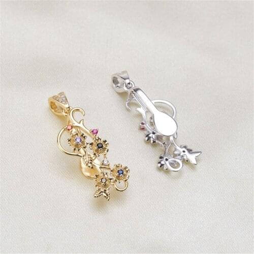 S925 Sterling Silver Screw Eye Pin Bail Top Drilled Beads End Cap For DIY Pearl Charm Pendant Connectors Jewelry Making