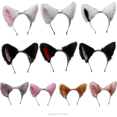 Women Anime Furry Animal Kitty Cat Ears Headband Kawaii Lolita Maid Hair Hoop Halloween Cosplay Party Fancy JY16 21 Dropship