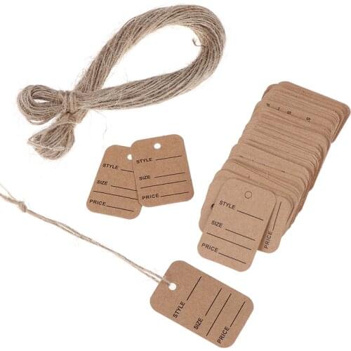 100 pcs Festival Note DIY Blank Price Hang Tag Paper Tags Kraft Paper Tag Head Label Birthday Wedding Party Paper Cards Gift Tag