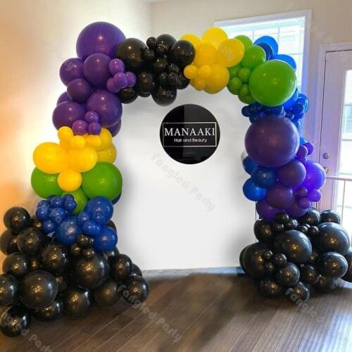 172pcs Matte Purple Blue Balloon Garland Black Yellow Green Baby Shower Balloons Arch Gender Reveal Birthday Party Wedding Decor