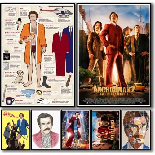19 Designs Anchorman The Legend of Ron Burgundy Whitepaper Poster Artwork Fancy Wall Sticker for Coffee House Bar A3