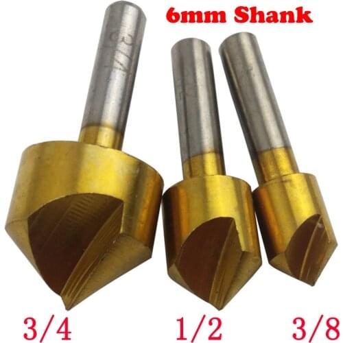 3/8" 1/2" 3/4" British Standard Carbon Steel Titanium Coated 90 Degree Single Flute Edge Wood Chamfer Core Countersink Drill Bit