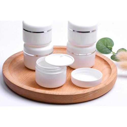 30pcs 50g White Refillable Bottles Travel Face Cream Lotion Jars For Cosmetic Empty Plastic Makeup Jar Pot