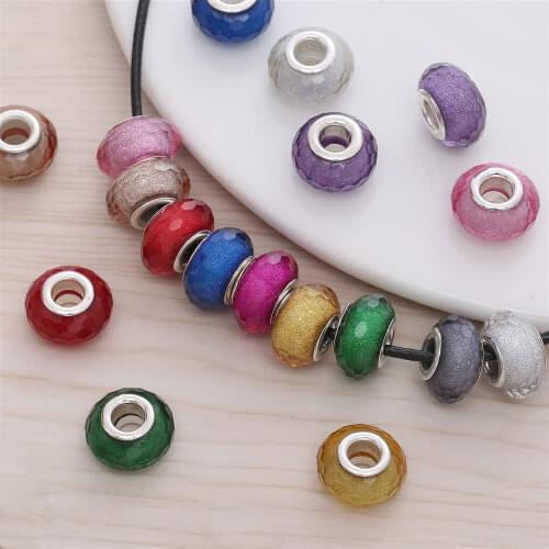 Wholesale Beads 30pcs Fashion Colorful Rainbow Charms Fit for Women Pandora Style Bracelet Jewelry Making