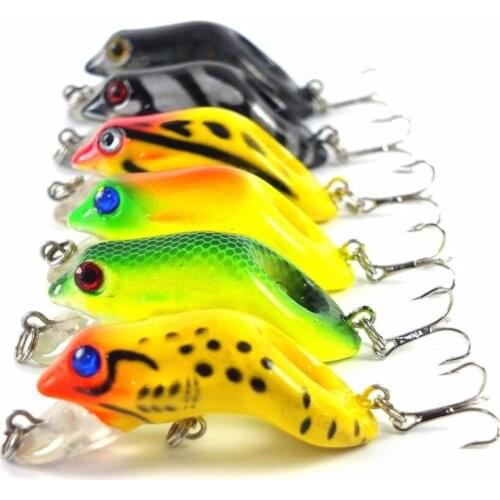 HiUmi 6Pcs Hard Frog Fishing Lures Floating Topwater Crankbaits 8.8g 5.5cm Fishing Frog Bait Lifelike Snakehead Artificial