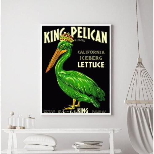 Abstract Vintage Food and Drink Advertising Kitchen Wall Art Poster Pelican Kitchen Picture Canvas Painting Nordic Home Decor
