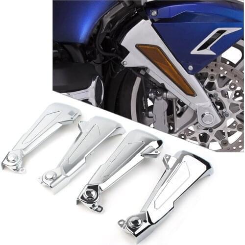 1Pair Chrome ABS Motorcycle Front Shock-AbsoRbing Decorative Cover Parts For Honda Gold Wing GL1800 2018 2019 2020 2021