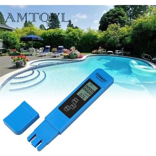 AMTOVL Digital EC TDS Meter Tester Temperature Pen Water Purity LCD PPM TEMP Filter Hydroponic for Aquarium Pool Water Monitor
