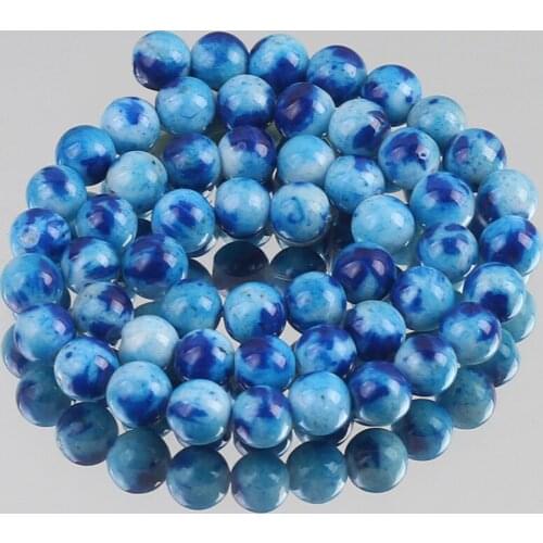Natural Stone Blue Jades Beads Round Loose Spacer Beads For Jewelry Making DIY Bracelets 6/8/10/12mm 15"Inches