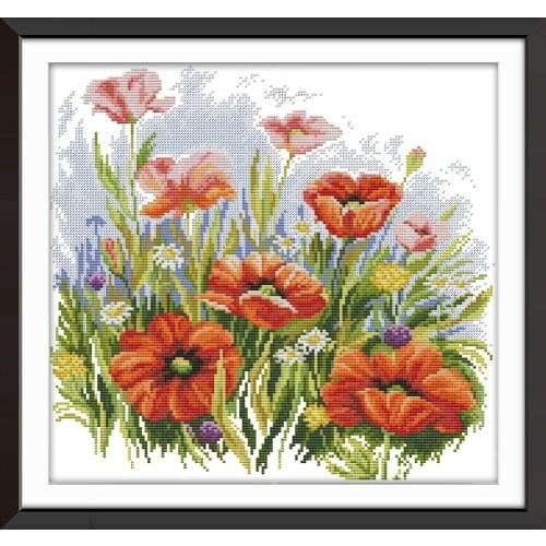 Flower 7 cross stitch kit aida 14ct 11ct count print canvas stitches embroidery DIY handmade