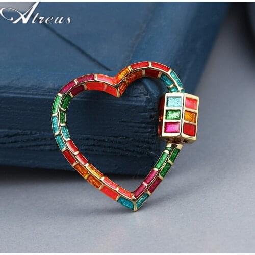 DIY Heart Hanging Chains Pendant Jewerly Making Supplies Handmade Creative Copper Dripping Oil Screw Clasps Hooks Accessories