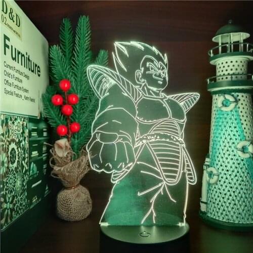 Dragon Ball Z Super Saiyan Vegeta 3D LED Light Anime Dragonball Bejita Yonsei LED Night Light Room Decor 3d Desk Lamp Manga Gift