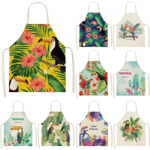 Bird flower pattern Woman kitchen apron Men kitchen apron goods for home kitchen customizable apron House cleaning kids apron