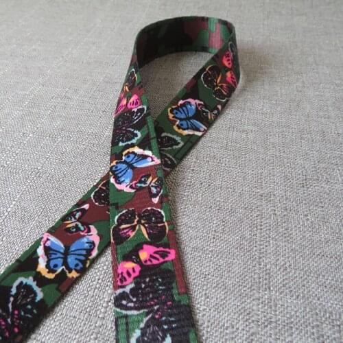 5 Yards Width 25mm Butterfly Printed Webbing Tape Luggage Yoga Belt Strap Dog Collar Leash Rope Harness Backpack Bag Accessory
