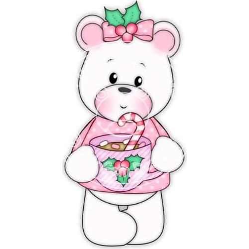 Lovely Christmas Bear Girl Metal Cutting Dies Cup Bow Animal Girl Stencil for DIY Scrapbooking Cards Decorative