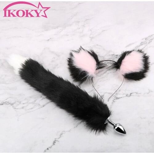 Anal Plug Soft Fox Tail Metal Butt Plug Anus Dilator Sex Toys For Women Men Couples Cute With Cat Ears Headbands Smooth Touch