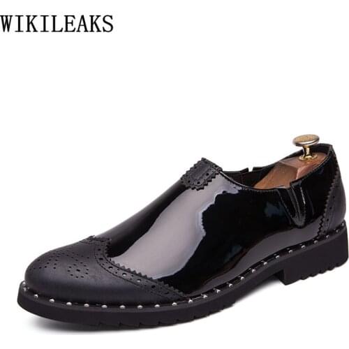 Black Formal Loafers Brogue Shoes Men Golden Dress Shoes for Men 2021 Fashion Party Shoes Men Chaussure Homme Zapatos De Hombre