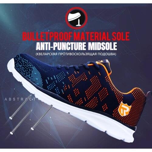 2021Lightweight Breathable Men Safety Shoes Steel Toe Work Shoes For Men Anti-smashing Construction Sneaker With Reflective