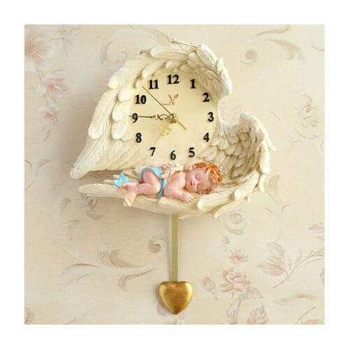 Wall Clock Angel Clock Love Mute Resin Handmade Crafts Gifts Home Decor Decoration Painting Vintage Reloj Cocina Pared Clok Z103