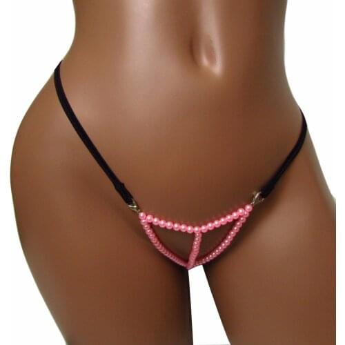 CandyCherries Underwear Womens Crossless Pink Pearl GString Sexy Briefs Plus SizeThongs Tanga Fio Dental Nightwear Girl Panties