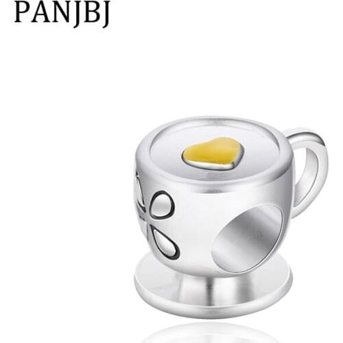 New Free Shipping Silver Plated Bead Alloy Love Coffee Tea Cup Charm Fit Original Bracelet Necklace DIY Women Jewelry