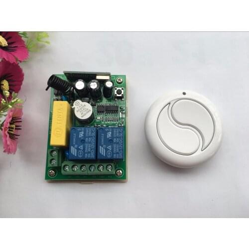 New latest AC 220V 2CH Remote Control Garage Door RF Wireless Remote Control Switch System 1*circular Transmitter + 1*Receiver