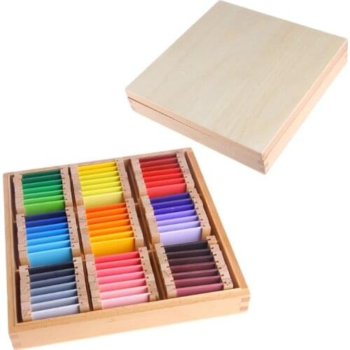 Montessori Sensorial Material Learning Color Tablet Box Wood Preschool Toy 19QF