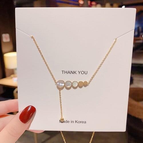 Stainless Steel Necklaces for Women Gold Disc Fritillaria Pendant Necklace Choker Steel Fashion Jewelry Wholesale