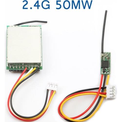 2.4G 50MW Image Transmission Wireless Video Transmitter and Receiver Module Transceiver Ultra-small Board 3.7V-5V Parts for FPV