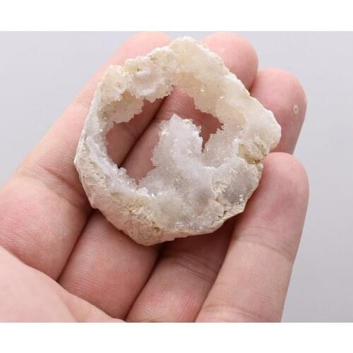 Natural Semi-precious Stone Agate Vug Slice Pendant 30x40mm 40+5cm for Jewelry Making Necklaces Gift