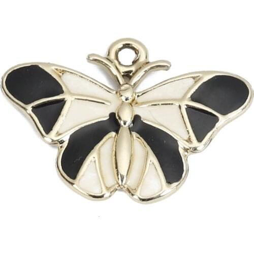 Butterfly Enamel Charms Zinc Based Alloy Animal Pendants Gold Color 24*17mm For DIY Jewelry Making Finding Accessories, 2 PCs