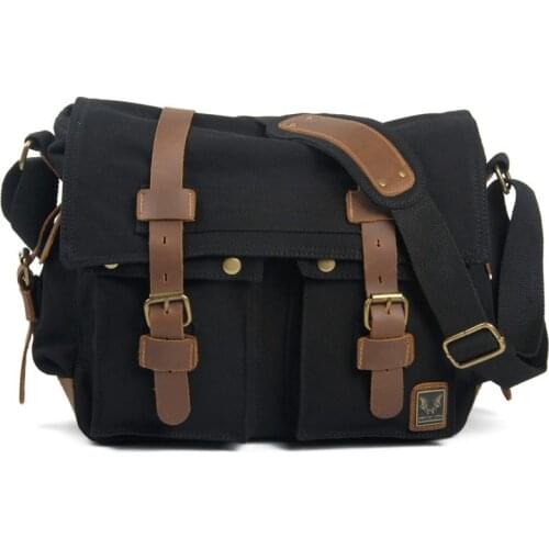 Retro Style Briefcase Men Bag Shoulder Vintage Bag For Men Workers Crossbody Messenger Bag Canvas Bag Black Travel Casual