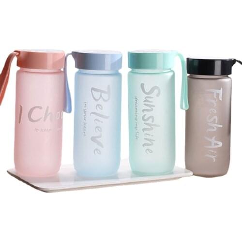 500ml Simple Plastic Cup Free Creative Frosted Water Bottle with Portable Rope Travel Tea Cup Adult Student Large Water Bottles