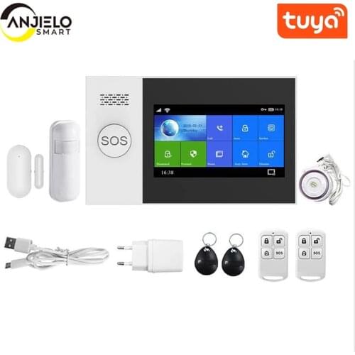 4.3 Inch 433MHZ WIFI GSM Home Wireless Security Burglar Alarm System Kits Monitor Motion Sensor Tuya APP IP Camera 10 Languages