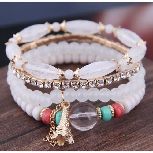 YADA Fashion Gold Tower Bracelets&Bangles For Women Beads Tassel Bracelets Charm Crystal Jewelry Multi-layer Bracelet BT210004