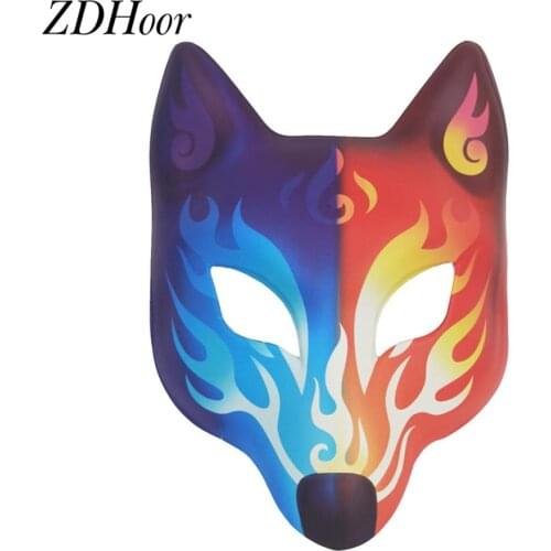 Halloween Party mask Japanese Full Face PU Anime Fox Mask Adults Kids Japanese Kabuki Masquerade Cosplay Costume Props