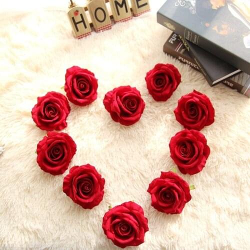 10pcs/lot 10CM Big Artificial Velvet Rose Flower Heads for Wedding Party Decoration DIY Flower Wall Gift Box Wrap Fake Flowers
