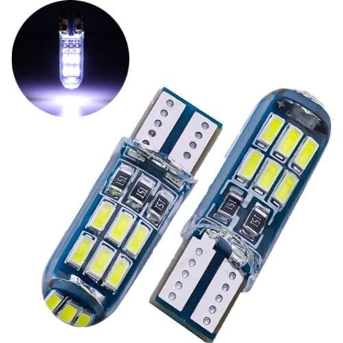 10Pcs Whtie Silicone T10 W5W 4014 15SMD LED Canbus Error Free Car Bulb 168 194 2825 Clearance Lamp License Plate Light Bulbs 12V