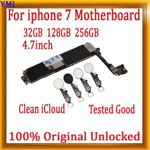 100% Original unlocked for iphone 7 4.7inch Motherboard with/without Touch ID for iphone 7 Logic Boards with free iCloud plate